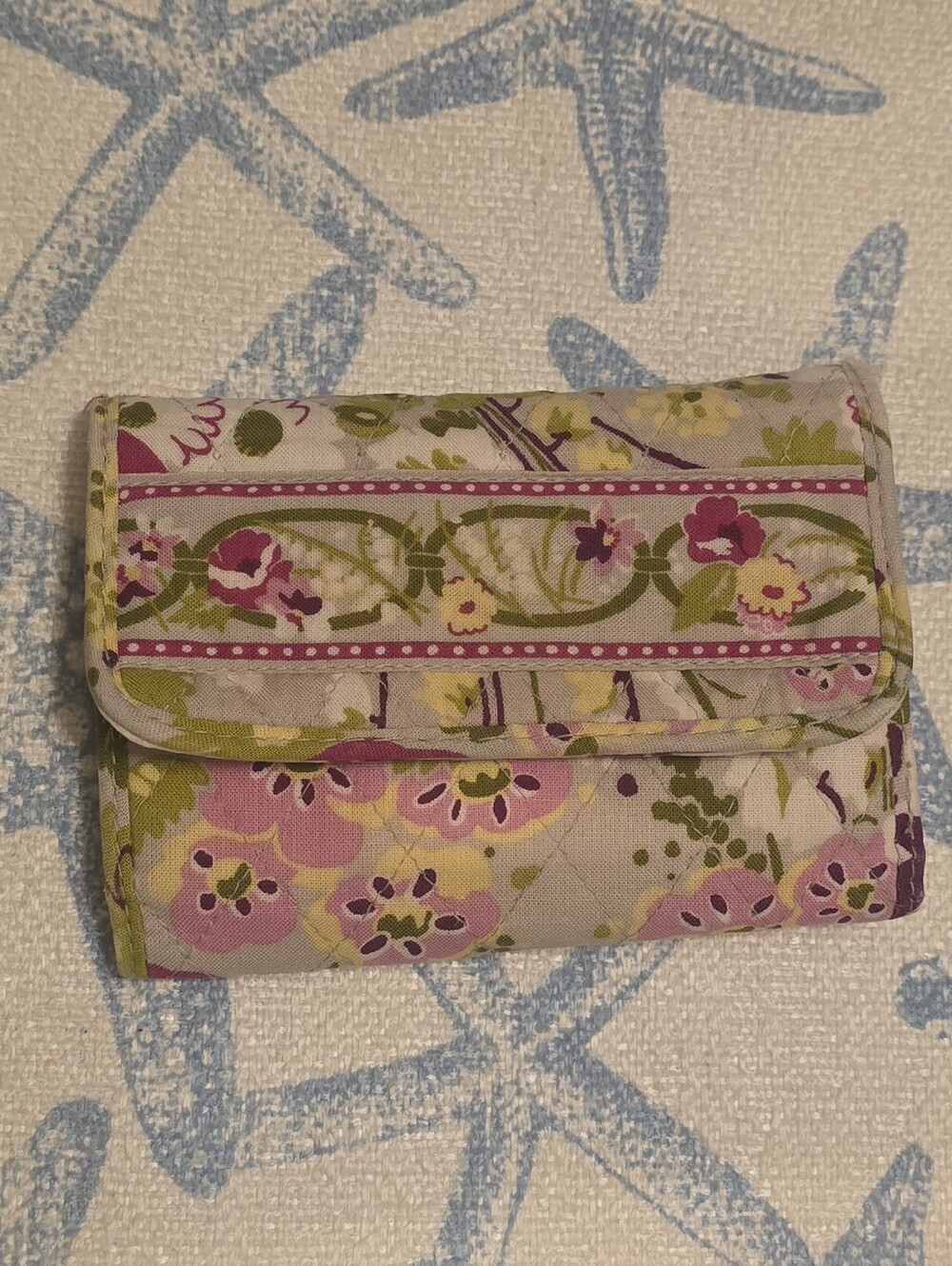 Vera Bradley Retired 'Make Me Blush' Quilted Wallet Beige Pink Trifold